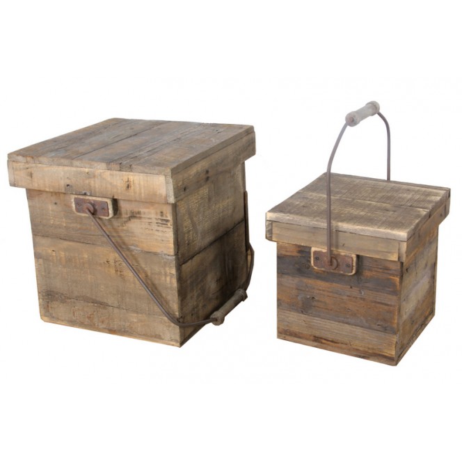 Contenitore quadrato setx2 legno — Scatole & Storage