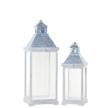 Acquista online Set di 4 Lanterne in metallo Bianco con tetto ecrù a base  quadrata dimensioni varie a partire da € 10,00