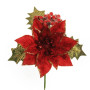 PICK POINSETTIA, ICED BEADS, HOLLY CONF X 12  STOFFA ROSSO 16,00 CM 